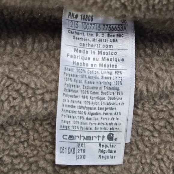 Carhartt Dark Brown C61 Sandstone Ridge Jacket Size 2XL Sherpa Lined Workwear - Picture 14 of 14